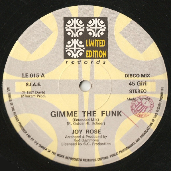 Joy Rose - Gimme The Funk | Limited Edition Records (LE 015) - main Joy Rose - Gimme The Funk | Limited Edition Records (LE 015) - main