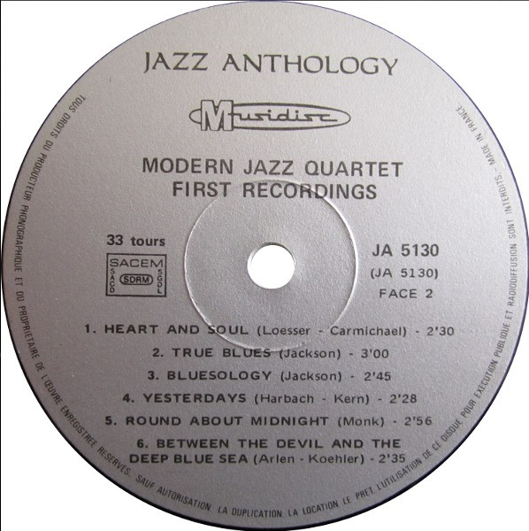 The Modern Jazz Quartet - First Recordings 1952 | Musidisc (30 JA 5130) - 4