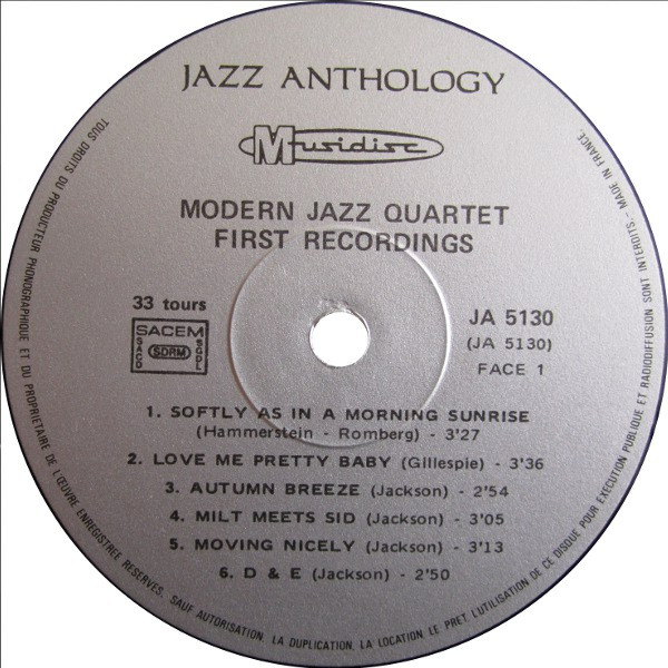 The Modern Jazz Quartet - First Recordings 1952 | Musidisc (30 JA 5130) - 3