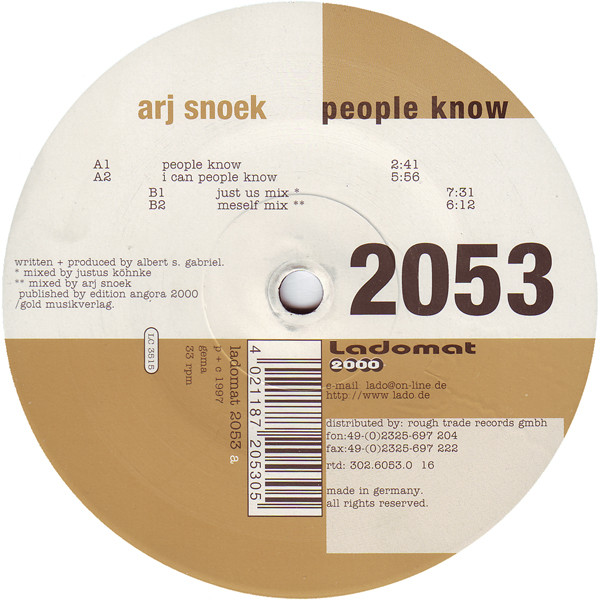 Arj Snoek - People Know | Ladomat 2000 (LADOMAT 2053) - 3