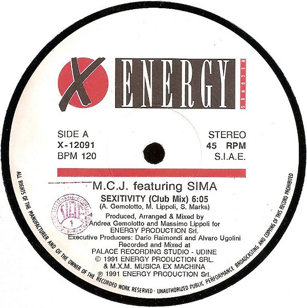 M.C.J. Featuring Sima - Sexitivity | X-Energy Records (X-12091) - 3