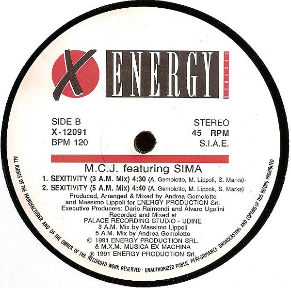 M.C.J. Featuring Sima - Sexitivity | X-Energy Records (X-12091) - 4