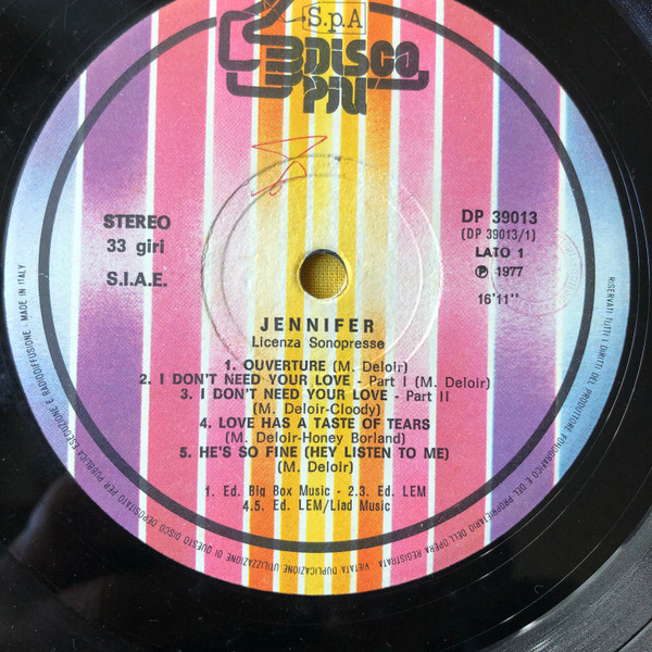 Jennifer - Jennifer | Disco Più (DP 39013) - 4 Jennifer - Jennifer | Disco Più (DP 39013) - 4