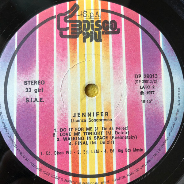 Jennifer - Jennifer | Disco Più (DP 39013) - 3 Jennifer - Jennifer | Disco Più (DP 39013) - 3