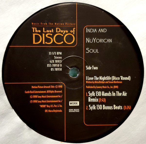 India And Nuyorican Soul - I Love The Nightlife (Disco Round) - 12" Remixes | Work (42X 78935) - 7