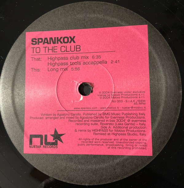 Spankox - To The Club | Nustar Records (NU 003) - 3 Spankox - To The Club | Nustar Records (NU 003) - 3