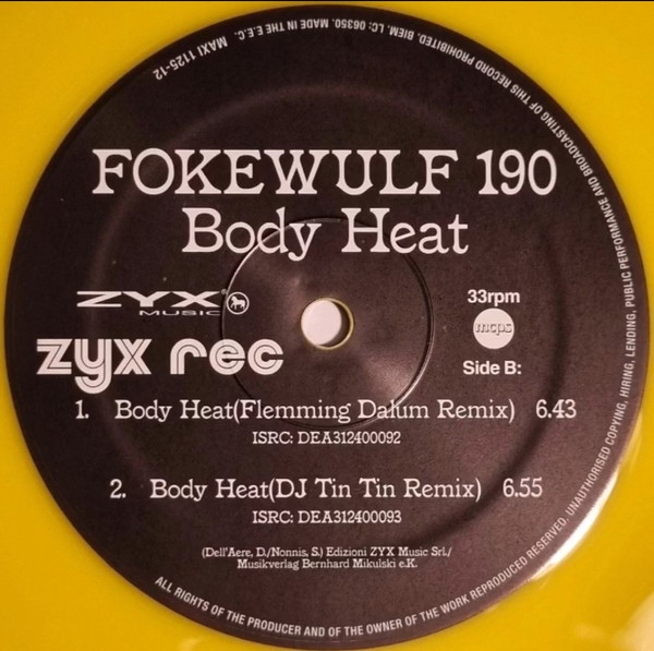 Fokewulf 190 - Body Heat | ZYX Music (MAXI 1125-12) - 3 Fokewulf 190 - Body Heat | ZYX Music (MAXI 1125-12) - 3