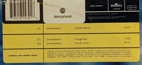 Anastasia - Anastasia | Stereophonic (STEREOPHONIC 011) - 5