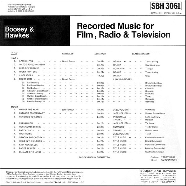 Recorded Music For Film, Radio & Television