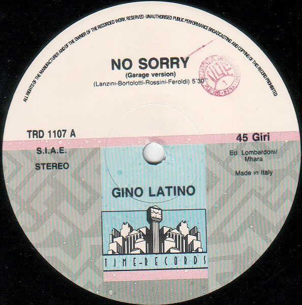 Gino Latino - No Sorry | Time Records (TRD 1107) - 2