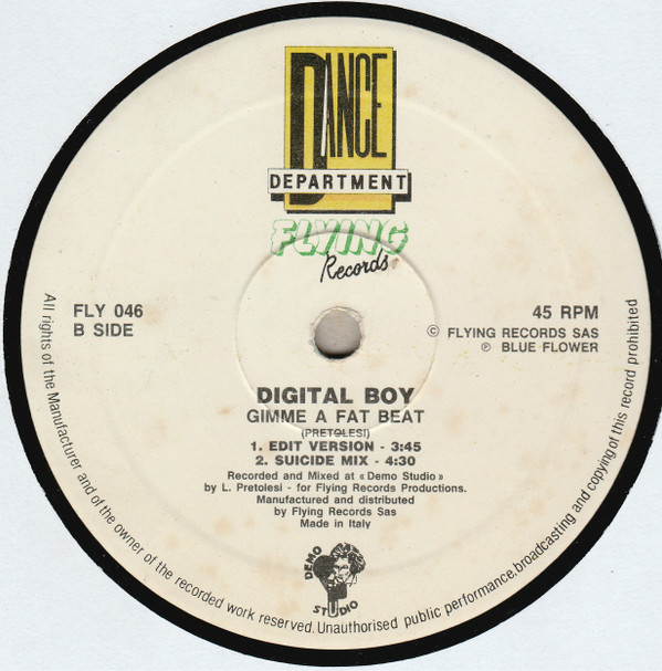 Digital Boy - Gimme A Fat Beat | Flying Records (FLY 046) - 2 Digital Boy - Gimme A Fat Beat | Flying Records (FLY 046) - 2