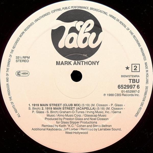 Mark Anthony - 1919 Main Street | Tabu Records (652997 6) - 4