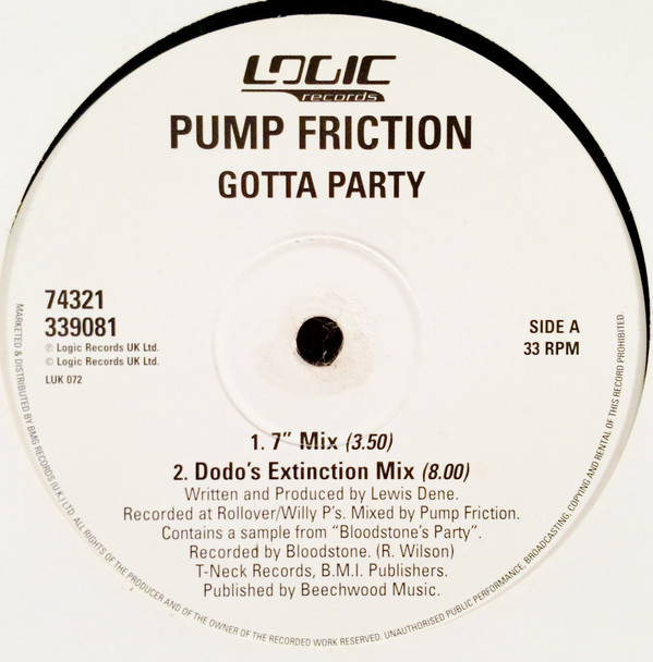 Pump Friction - Gotta Party | Logic Records (LUK 072) - main