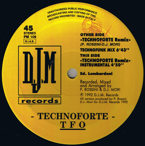T.F.O. - Technoforte Remix | DJM Records (PM 108) - main