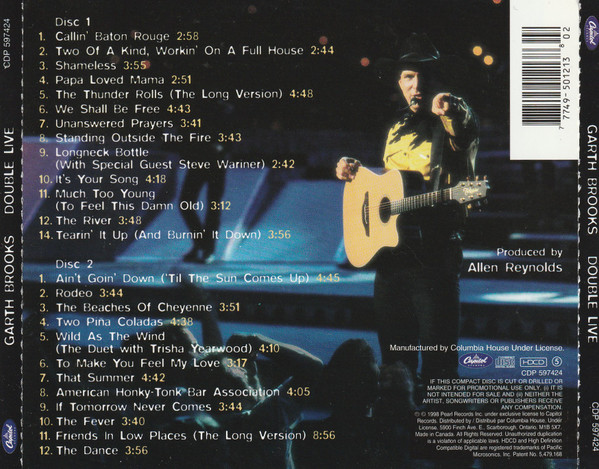 Garth Brooks - Double Live | Capitol Records (CDP 597424) - 2