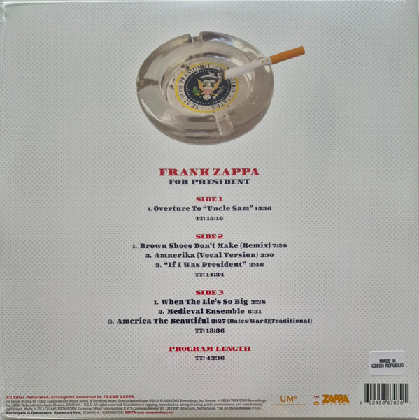 Frank Zappa - Frank Zappa For President (RSD2024 - Limited Edition - 2LP - Red/White/Blue Splattered Vinyl) [Vinyl] | Zappa Records (ZR 20021-2) - 3
