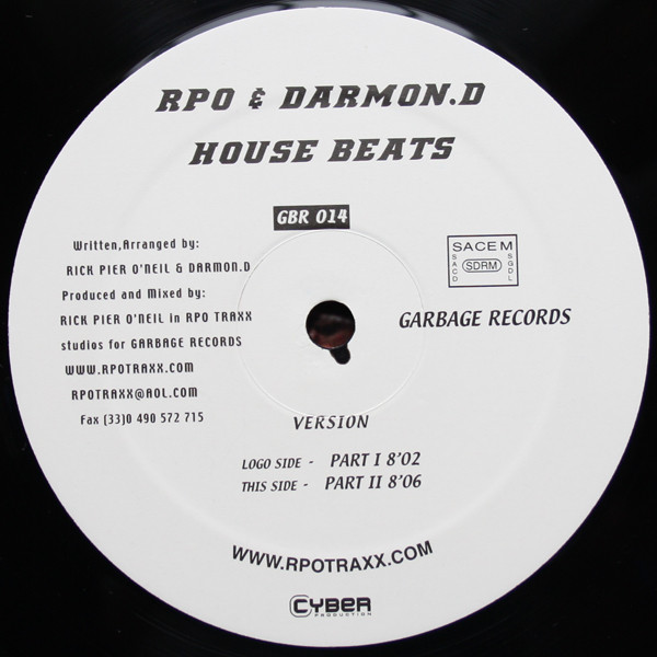 Rick Pier O'Neil & Darmon D - House Beats | Garbage Records (GBR 14) - 2