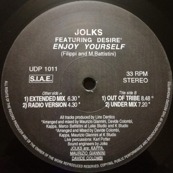 Jolks Featuring Desiré - Enjoy Yourself | UDP (UDP 1011) - 3