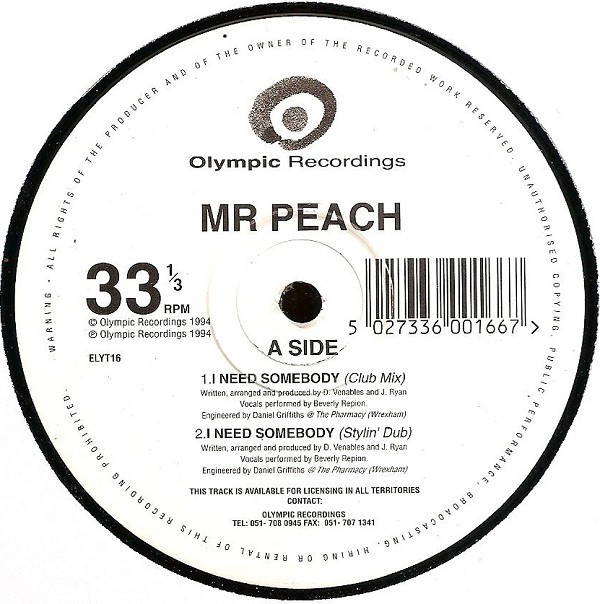 Mr. Peach - I Need Somebody | Olympic Recordings (ELYT16) - main Mr. Peach - I Need Somebody | Olympic Recordings (ELYT16) - main