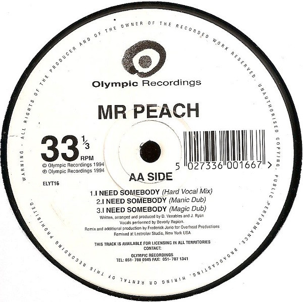 Mr. Peach - I Need Somebody | Olympic Recordings (ELYT16) - 2 Mr. Peach - I Need Somebody | Olympic Recordings (ELYT16) - 2