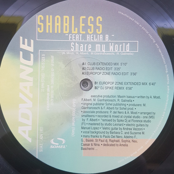 Shabless Feat. Helia B. - Share My World | Advance (ADV 1901) - 3 Shabless Feat. Helia B. - Share My World | Advance (ADV 1901) - 3