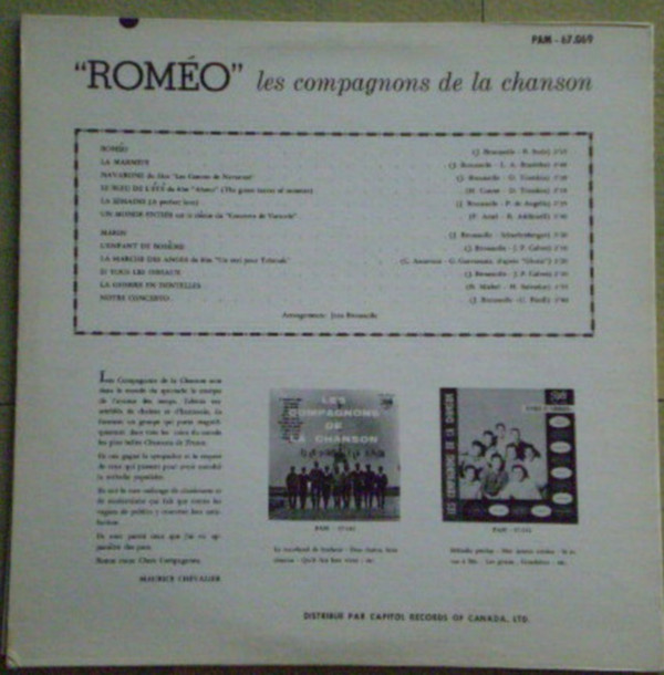 Les Compagnons De La Chanson - Roméo | Pathé (PAM 67 069) - 2 Les Compagnons De La Chanson - Roméo | Pathé (PAM 67 069) - 2