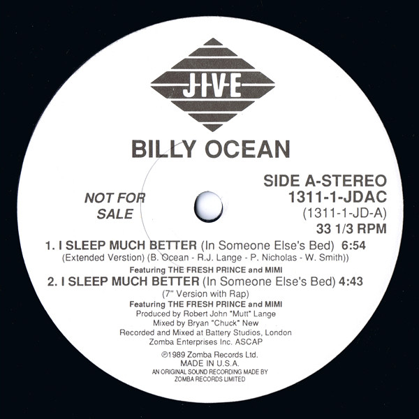 Billy Ocean - I Sleep Much Better (In Someone Else's Bed) | Jive (1311-1-JDAC)