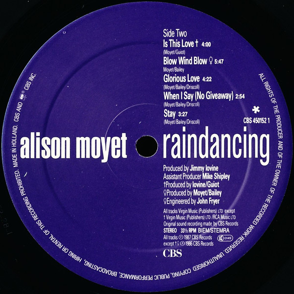 Alison Moyet - Raindancing | CBS (CBS 450152 1) - 4 Alison Moyet - Raindancing | CBS (CBS 450152 1) - 4