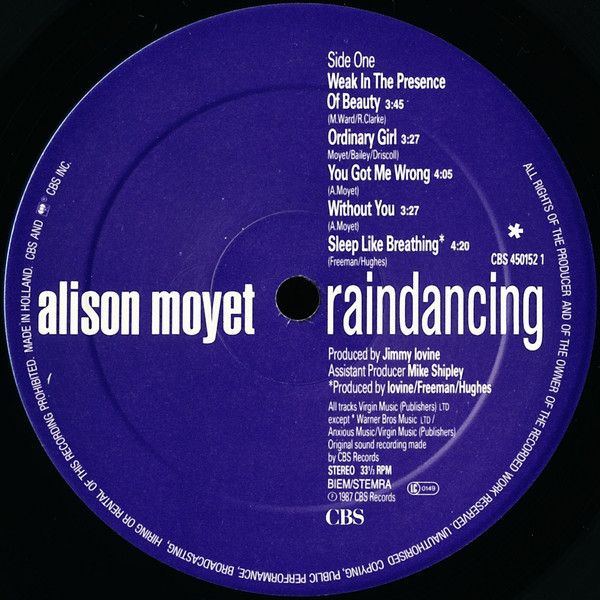 Alison Moyet - Raindancing | CBS (CBS 450152 1) - 3 Alison Moyet - Raindancing | CBS (CBS 450152 1) - 3
