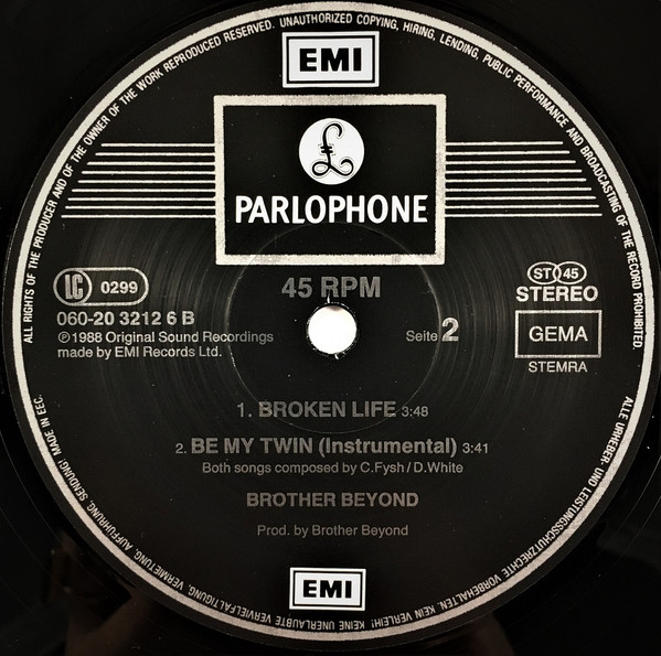 Brother Beyond - Be My Twin | Parlophone (006-20 3212 6) - 4