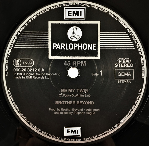 Brother Beyond - Be My Twin | Parlophone (006-20 3212 6) - 3