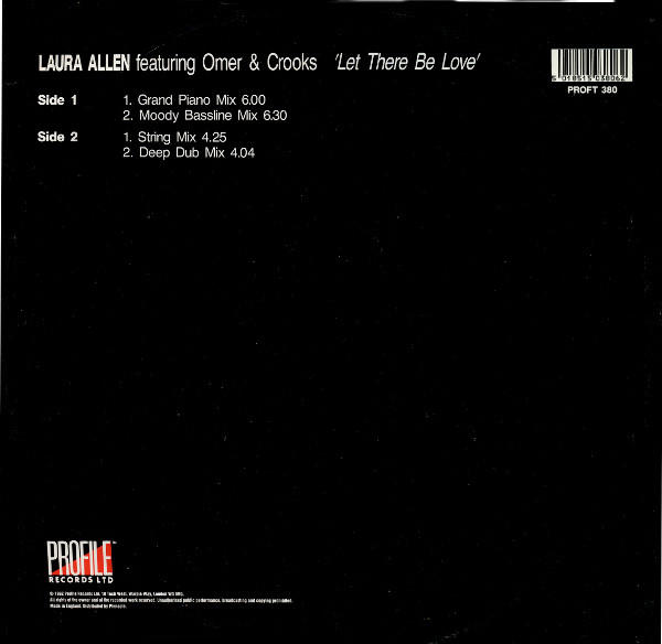 Laura Allen Featuring Omer & Crooks - Let There Be Love | Profile Records (PROFT 380) - 2