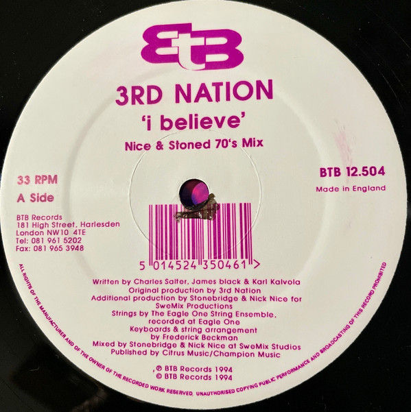 3rd Nation - I Believe | BTB Records (BTB 12.504) - 3