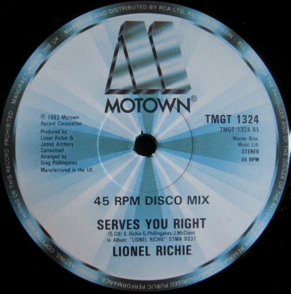 Lionel Richie - Running With The Night | Motown (TMGT 1324) - 4