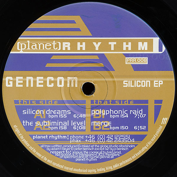 Genecom - Silicon EP | Planet Rhythm Records (PRR 008) - main Genecom - Silicon EP | Planet Rhythm Records (PRR 008) - main