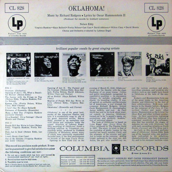 Nelson Eddy - Oklahoma! | Columbia (CL 828) - 2 Nelson Eddy - Oklahoma! | Columbia (CL 828) - 2