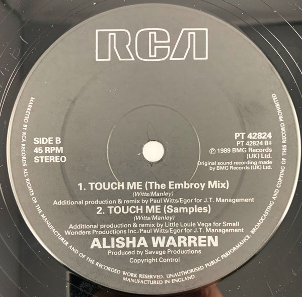 Alisha Warren - Touch Me | RCA (PT 42824) - 3
