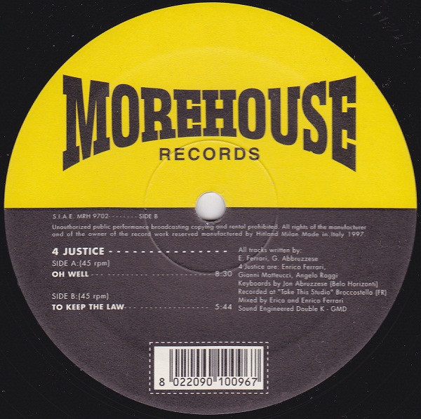 4 Justice - Oh Well / To Keep The Law | Morehouse Records (MRH 9702) - main