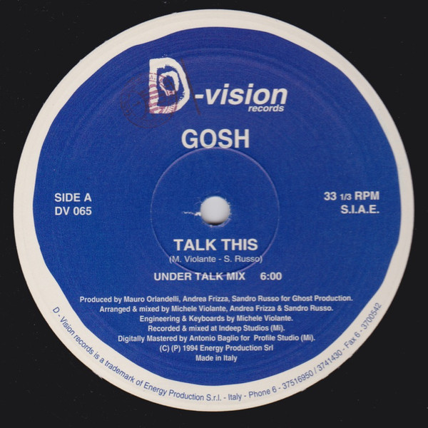 Gosh - Talk This | D:vision Records (DV 065) - 3