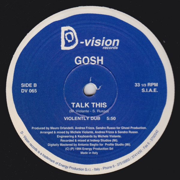 Gosh - Talk This | D:vision Records (DV 065) - 2