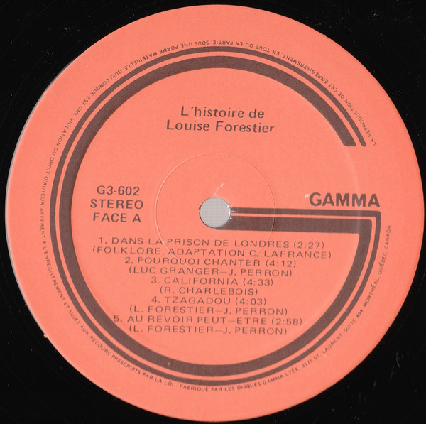 Louise Forestier - L'Histoire De Louise Forestier | Gamma (G3 602) - 3 Louise Forestier - L'Histoire De Louise Forestier | Gamma (G3 602) - 3