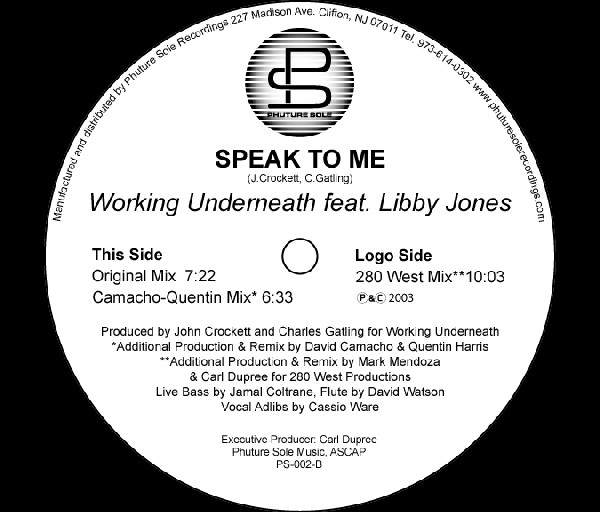 Working Underneath Feat. Libby Jones - Speak To Me | Phuture Sole Recordings (PS-002)