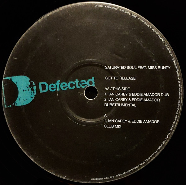 Saturated Soul Feat. Miss Bunty - Got To Release | Defected (DFTD093) - 4