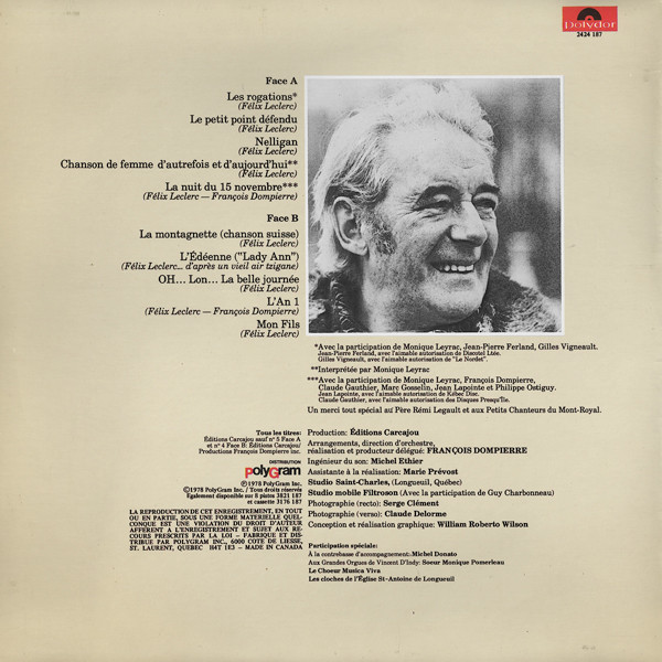 Félix Leclerc - Mon Fils | Polydor (2424 187) - 2 Félix Leclerc - Mon Fils | Polydor (2424 187) - 2