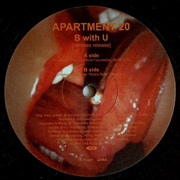 Apartment 20 - B With U (Remixes Release) | One Night Recordings (4 02585 016290) - 4 Apartment 20 - B With U (Remixes Release) | One Night Recordings (4 02585 016290) - 4
