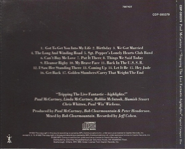 Paul McCartney - Tripping The Live Fantastic Highlights! | Capitol Records (CDP-595379) - 2 Paul McCartney - Tripping The Live Fantastic Highlights! | Capitol Records (CDP-595379) - 2