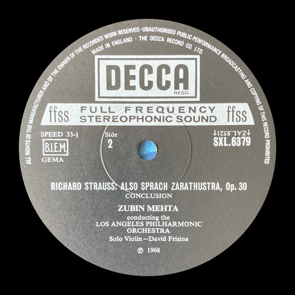 Richard Strauss , Los Angeles Philharmonic , Zubin Mehta - Also Sprach Zarathustra | Decca (SXL 6379) - 4