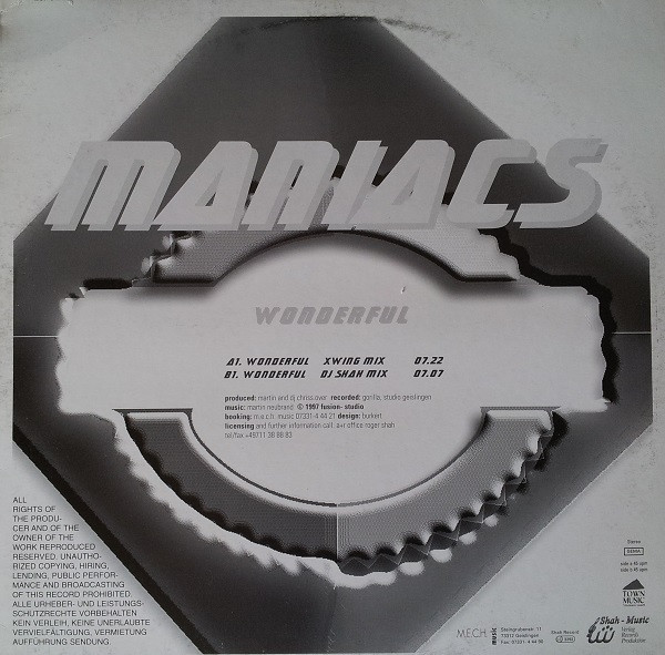 Maniacs - Wonderful | Shah-Records (MS 0172) - main