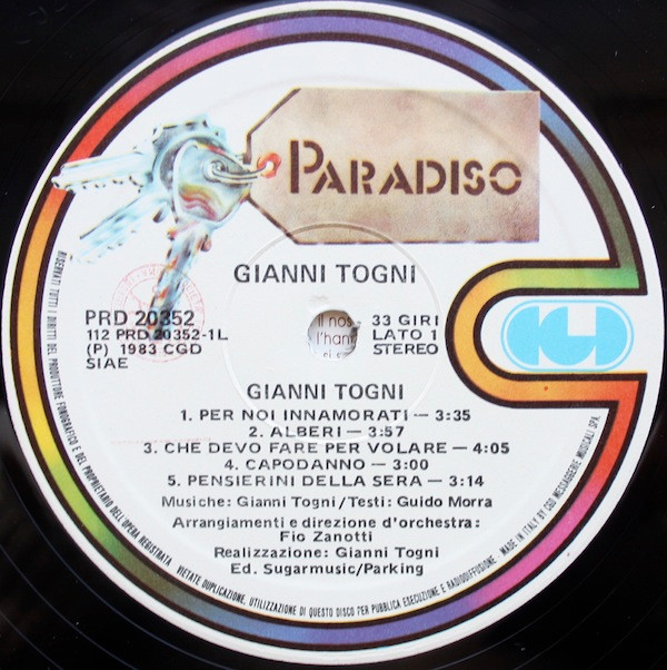 Gianni Togni - Gianni Togni | CGD (PRD 20352) - 4 Gianni Togni - Gianni Togni | CGD (PRD 20352) - 4
