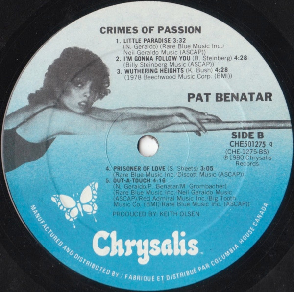 Pat Benatar - Crimes Of Passion | Chrysalis (CHE 501275) - 4
